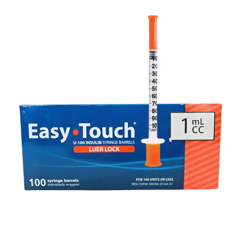 Mhc Easy Touch U-100 Insulin Syringe Barrels – 1Ml With Luer Lock, Box Of 100 1